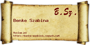 Benke Szabina névjegykártya
